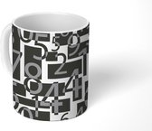 Mok - Koffiemok - Nummer - Zwart Wit - Cijfers - Patronen - Mokken - 350 ML - Beker - Koffiemokken - Theemok