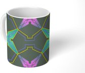 Mok - Koffiemok - Bloemen - Abstract - Geometrie - Design - Mokken - 350 ML - Beker - Koffiemokken - Theemok