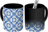 Magische Mok - Foto op Warmte Mokken - Koffiemok - Patronen - Tegel - Blauw - Magic Mok - Beker - 350 ML - Theemok