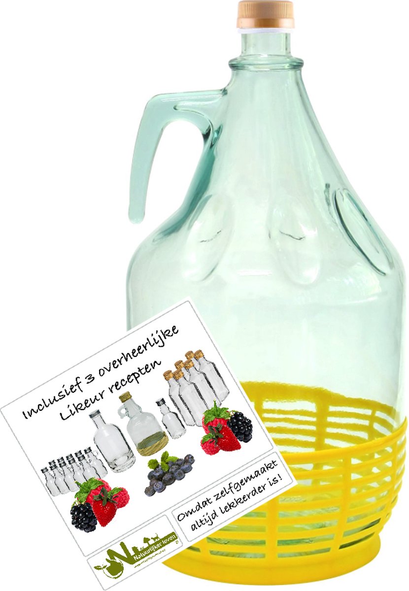 Gistingsfles - 5 L - Met Schroefdop en Recht Oor - Inclusief 3 Recepten