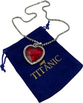 Titanic Medaillon, Heart of the ocean, Hart van de oceaan, Oceaan, Donkerrood, Ketting, Chain, Necklace
