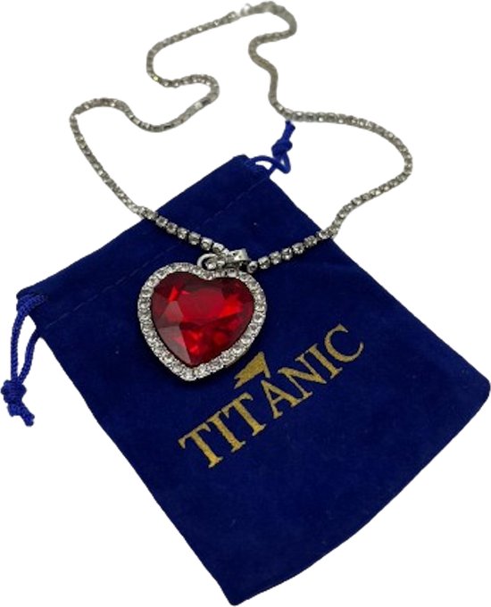 Foto: Titanic medaillon heart of the ocean hart van de oceaan oceaan donkerrood ketting chain necklace