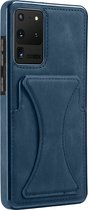 Samsung S22 Pasjes houder Hoesje Case - Portemonnee Cover - Hoesje met Kickstand - Magnetisch - Blauw