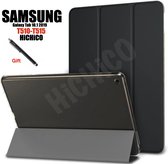 Samsung Galaxy Tab A 10.1 2019 SM-T510 / T515, étui pour tablette avec stylet, étui pour tablette pivotant, étui avec support magnétique, étui à rabat en cuir pour tablette Smart Cover Zwart - HiCHiCO