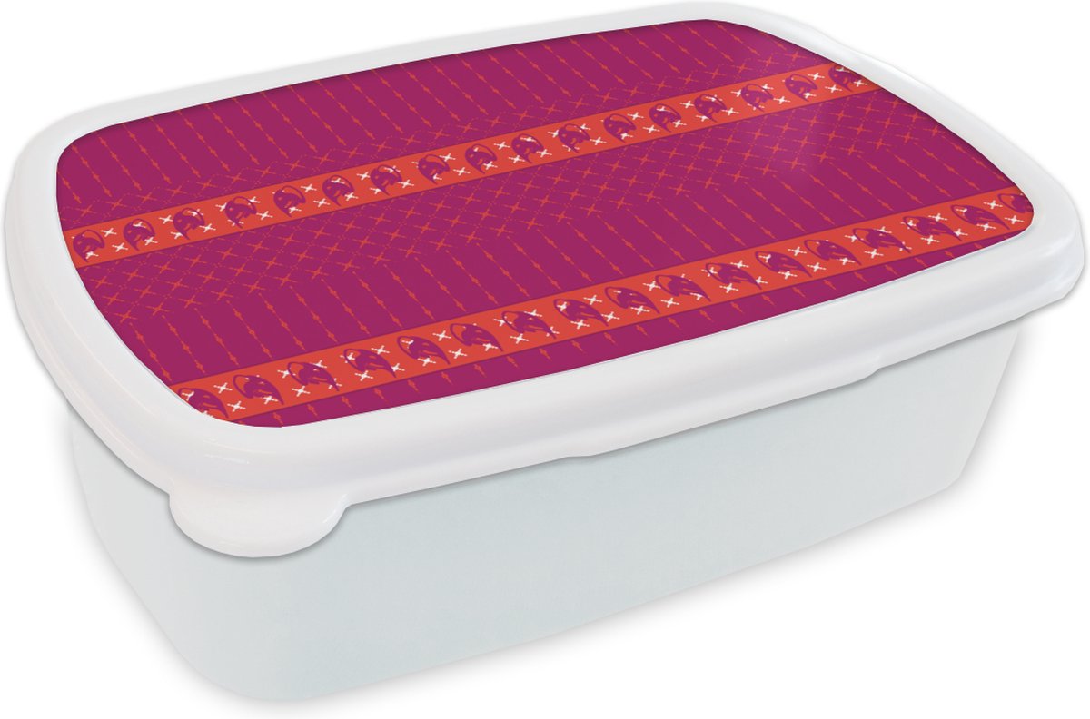 Broodtrommel Wit - Lunchbox - Brooddoos - Olifant - Design - Roze - 18x12x6 cm - Volwassenen