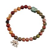 Marama - armband Elephant - elastisch - halfedelstenen - bruin - Buddha - vegan