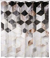 Douchegordijn - Anti-schimmel - Waterdicht -  178 cm x 200 cm - Textiel Gordijn - Wasbaar Badgordijn - Polyester stof met 12 Douchegordijnringen - Geometrisch Patroon