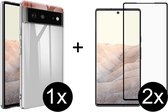Google Pixel 6 hoesje siliconen case transparant - Full Cover - 2x Google Pixel 6 screenprotector screen protector