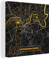 Canvas Schilderij Goud - Dendermonde - Plattegrond - Stadskaart - Kaart - 50x50 cm - Wanddecoratie