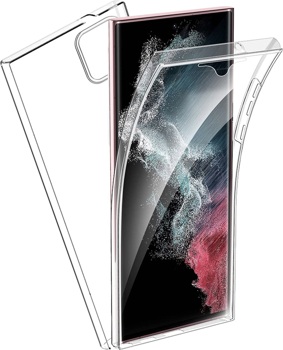 Hoesje geschikt voor Samsung Galaxy S22 Ultra - 2-in-1 Back Cover Set met Screenprotector - Anti Shock Hybride Case Siliconen Hoes Transparant - Volledige 360 Graden Bescherming