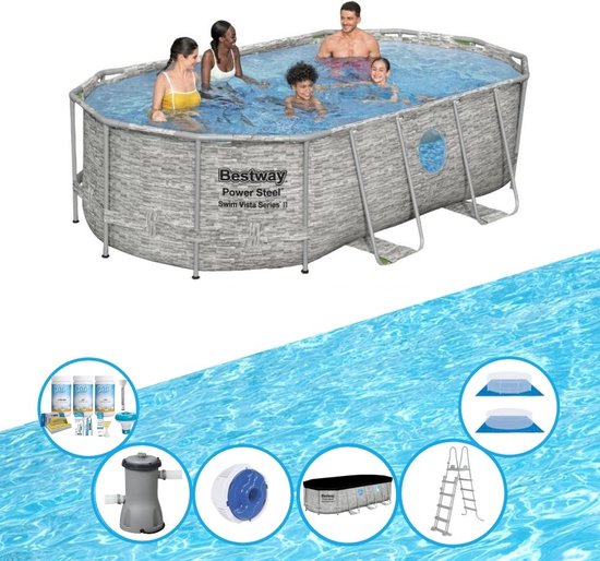 Bestway Zwembad Power Steel Swim Vista - Inclusief accessoires - 427x250x100 cm