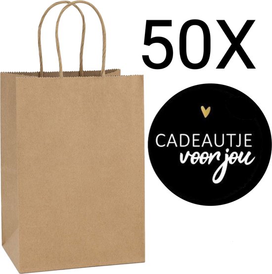 LOVV Kraft Papieren Tasjes Met Handvat Papieren Zakjes 50 Stuks 