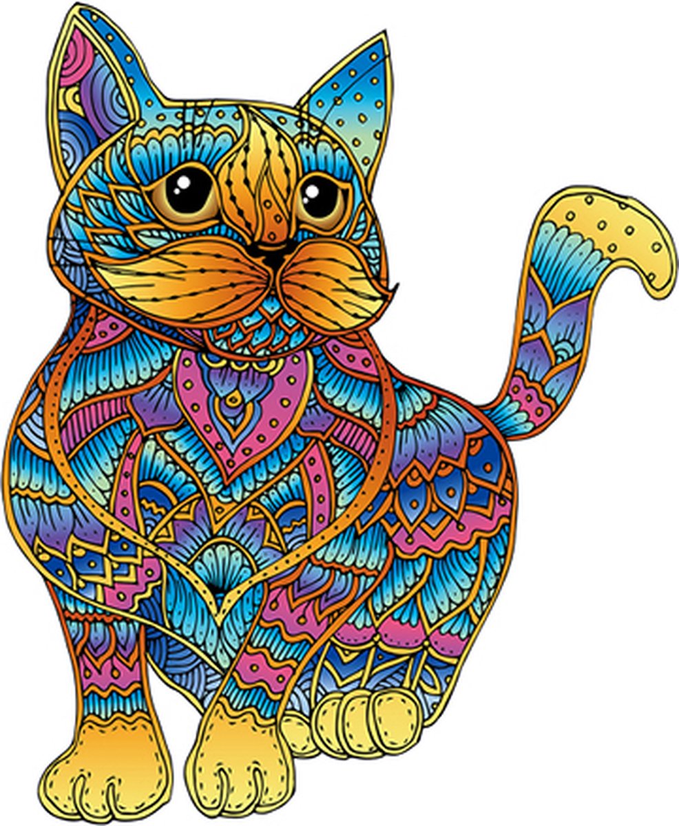 Eureka 2D RainboWooden houten legpuzzel Kat - 99 stukjes