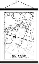 Schoolplaat - België – Edingen – Stadskaart – Kaart – Zwart Wit – Plattegrond - 120x180 cm - Zwarte latten
