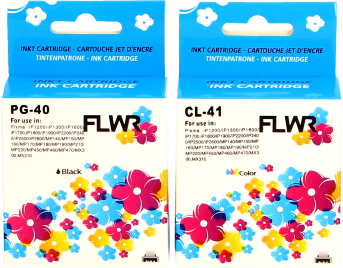 FLWR - Inktcartridge / PG-40 + CL-41 2-pack Zwart en Kleur - Geschikt voor Canon