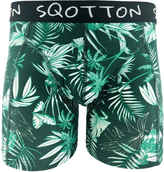 Boxershort - SQOTTON® - Jungle - Groen/Wit - Maat L