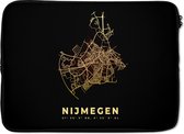 Laptophoes 13 inch - Stadskaart - Nederland - Nijmegen - Plattegrond - Kaart - Laptop sleeve - Binnenmaat 32x22,5 cm - Zwarte achterkant