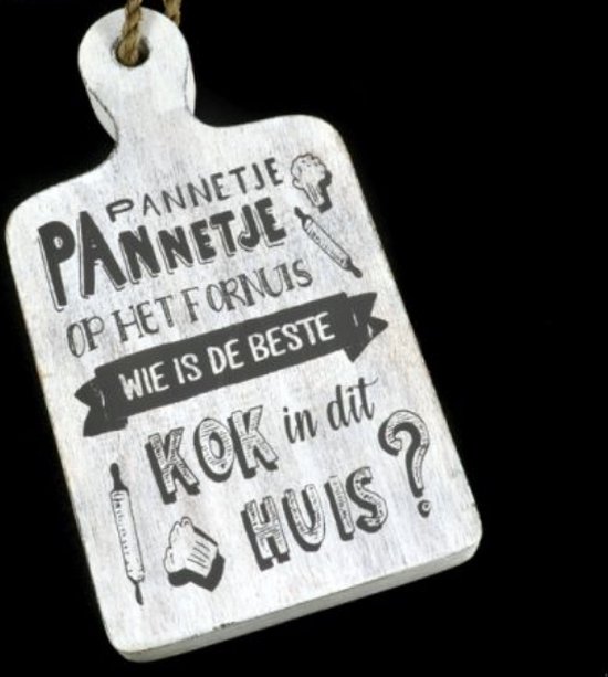 tekstbord plank: Pannetje pannetje op het fornuis 31x17 cm