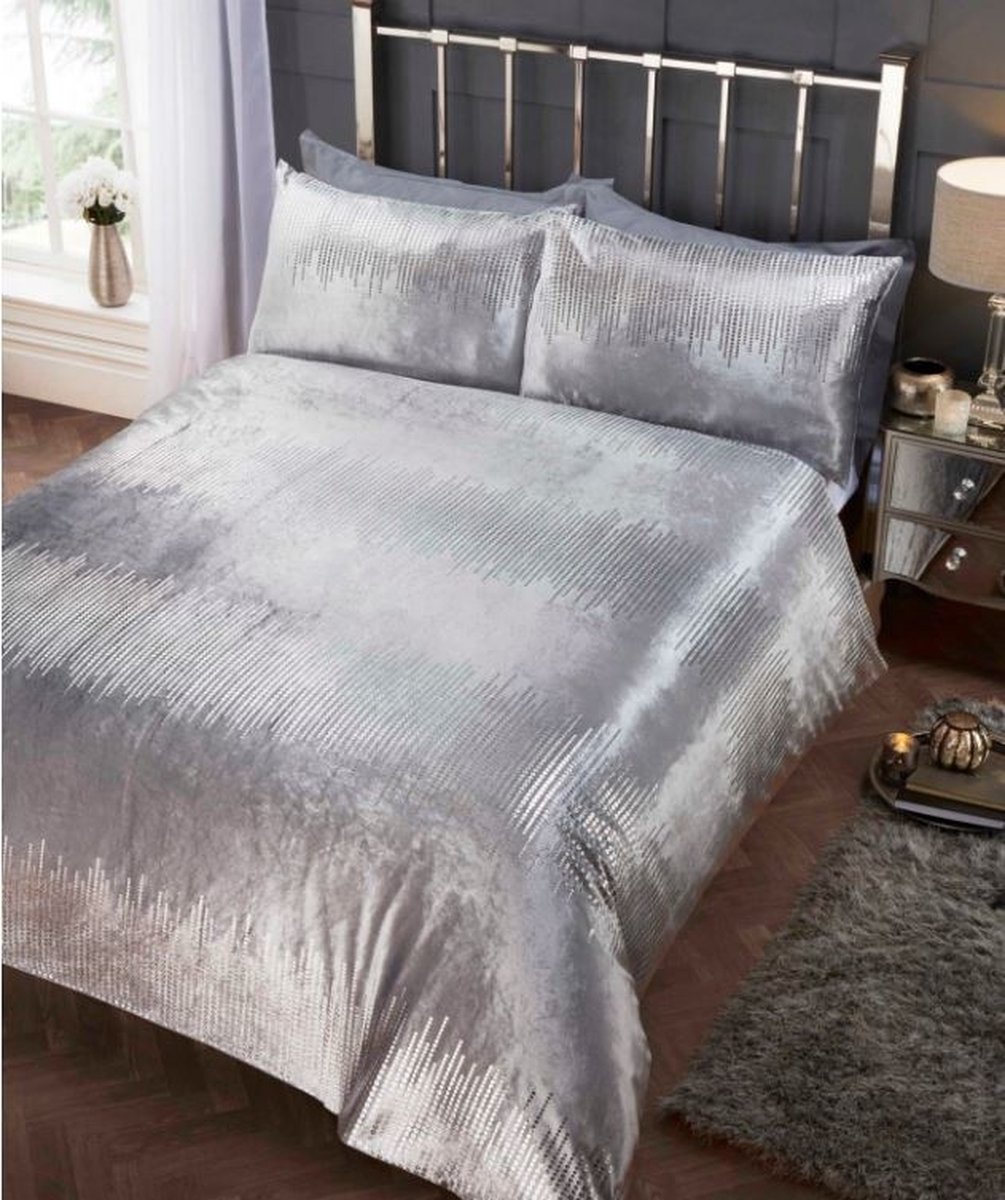 Tiffany Dekbedovertrek Eenpersoons - Velvet - Zilver