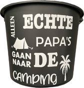 Cadeau emmer - Echte Papa's Camping - 12 liter - zwart - cadeau - geschenk - gift - kado - Vaderdag - verjaardag