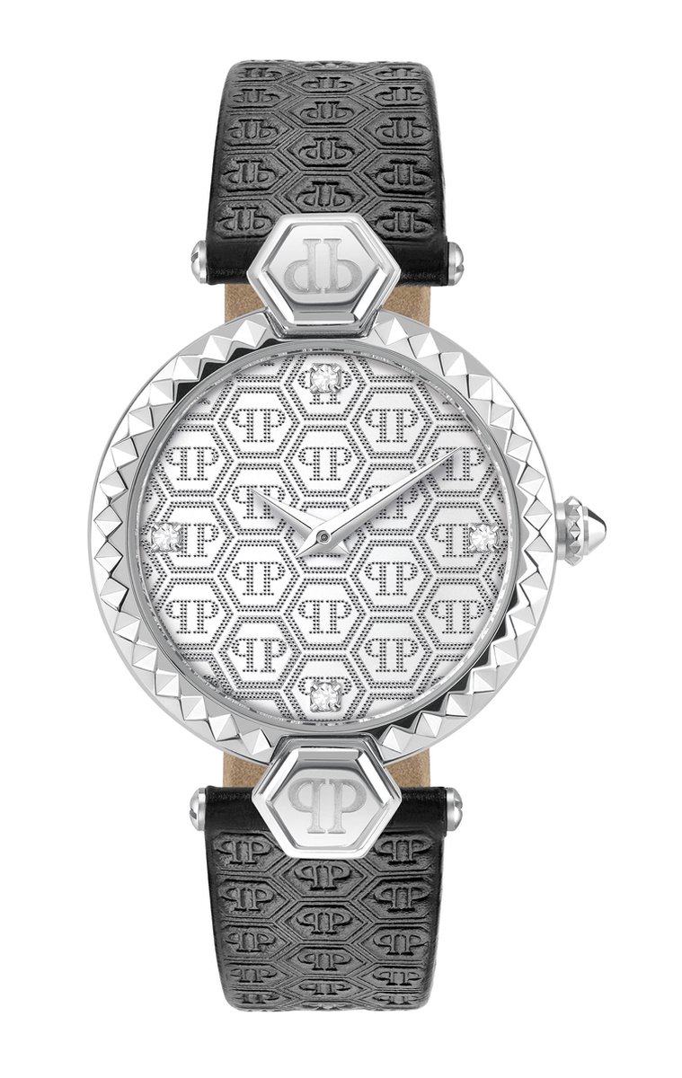 Philipp Plein Plein Couture PWEAA0121 Horloge - Leer - Zwart - Ø 32 mm