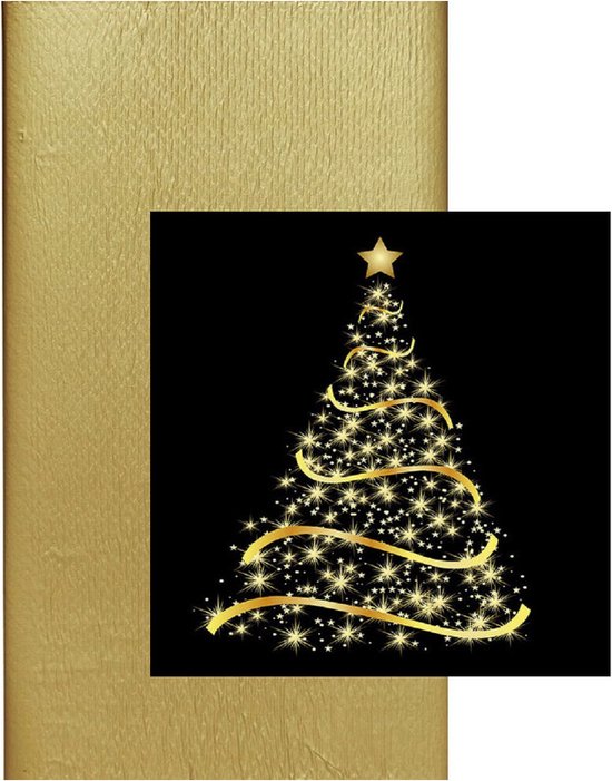 Papieren tafelkleed/tafellaken goud inclusief kerst servetten - Kerstdiner  tafel | bol