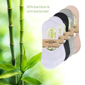 green-goose® Bamboe Sneakersokken | Ballerina | Voetjes | Footies | 5 Paar | Dames | Maat 35-42 | Zwart | Grijs | Wit | Duurzaam en Comfortabel | 85% Bamboe