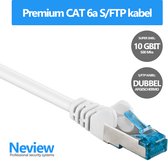 Neview - 25 cm premium S/FTP patchkabel - CAT 6a - 10 Gbit - 100% koper - Wit - Dubbele afscherming - (netwerkkabel/internetkabel)