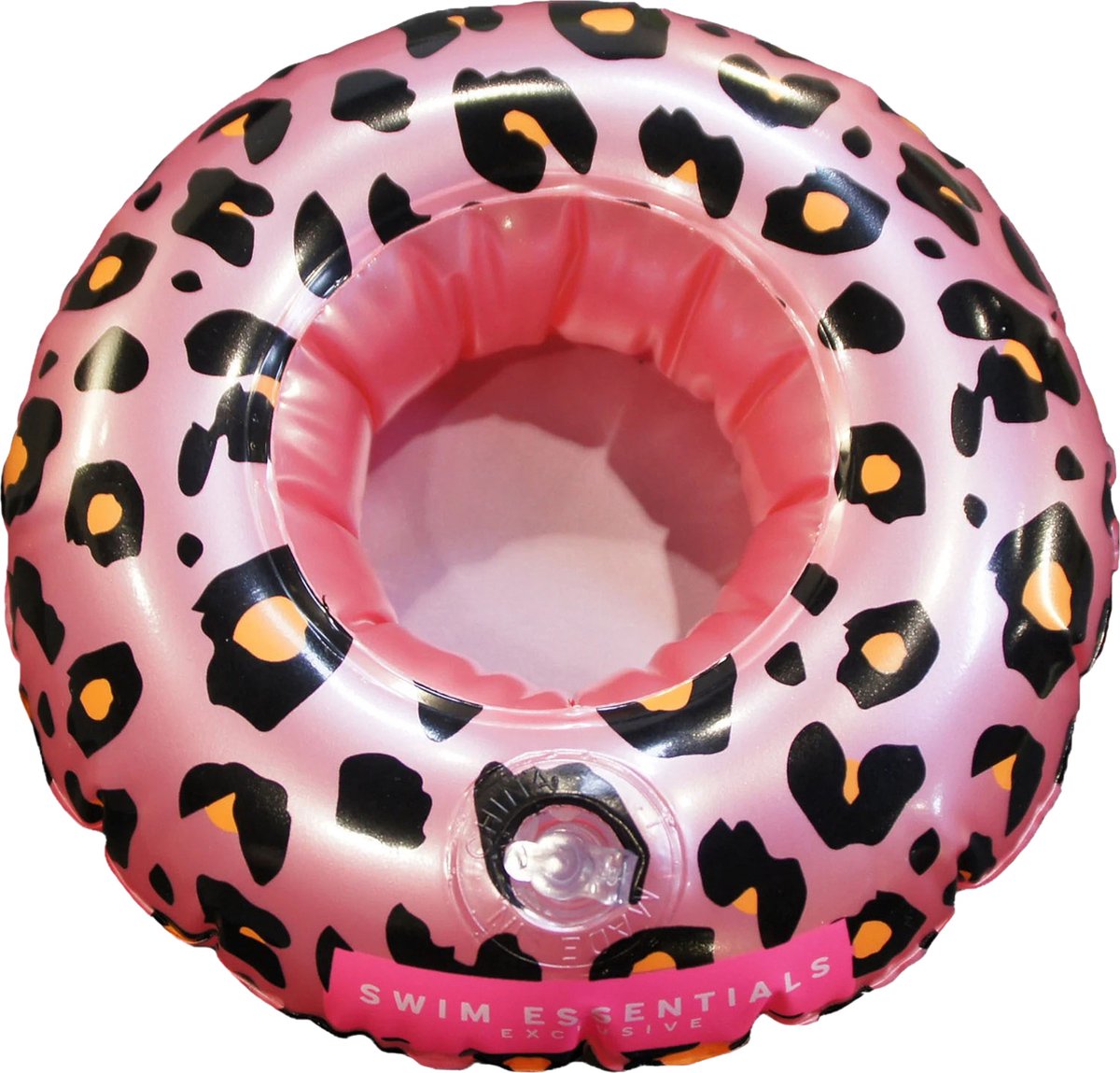 Swim Essentials - Bekerhouder - Drankhouder - Opblaasbaar - Zwembad - Drijvend - Panterprint - PVC - roze - zwart