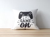 Gamer Pillow avec texte : Game on | Cadeaux drôles | Oreiller drôle | Cadeau | Coussin