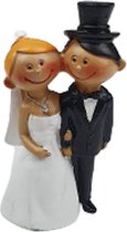 Getrouwd beeldje Just Married - Wit / Zwart - Keramiek - 6 x 11 cm - Net getrouwd - Getrouw - Just Married