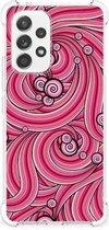 Anti Shock Case Geschikt voor Samsung Galaxy A53 5G Telefoonhoesje met doorzichtige rand Swirl Pink