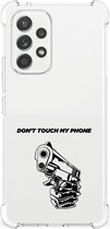 Telefoonhoesje Geschikt voor Samsung Galaxy A53 5G Leuk TPU Backcase met transparante rand Gun Don't Touch My Phone