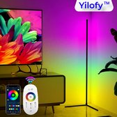 YILOFY - 1.40 CM Moderne LED Hoeklamp Bluetooth - XL Variant Vloerlamp - Afstandbediening bestuurbaar- RGB - Dimbaar - Nieuw 2022 Grote Variant