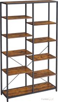 FURNIBELLA - boekenkast met 5 planken, staande boekenkast, legplank, voor woonkamer, badkamer, keuken, hal, eenvoudige montage, vintage bruin-zwart LLS155B01