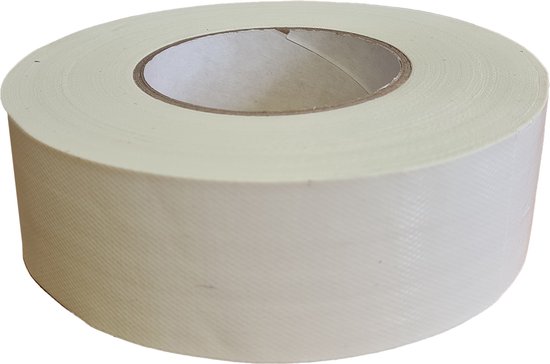 Kortpack - Extra Stevige Duct-tape 50mm breed x 50mtr lang, 70 Mesh - Wit - 1 rol - Met de Hand Scheurbaar - Gaffa Tape - Gaffer Plakband - (021.0085)