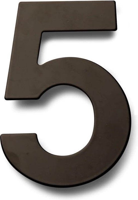 Numéro De Maison 5 Acier Inox Zwart Groot - Hauteur 25 Cm - Épaisseur 2 Mm