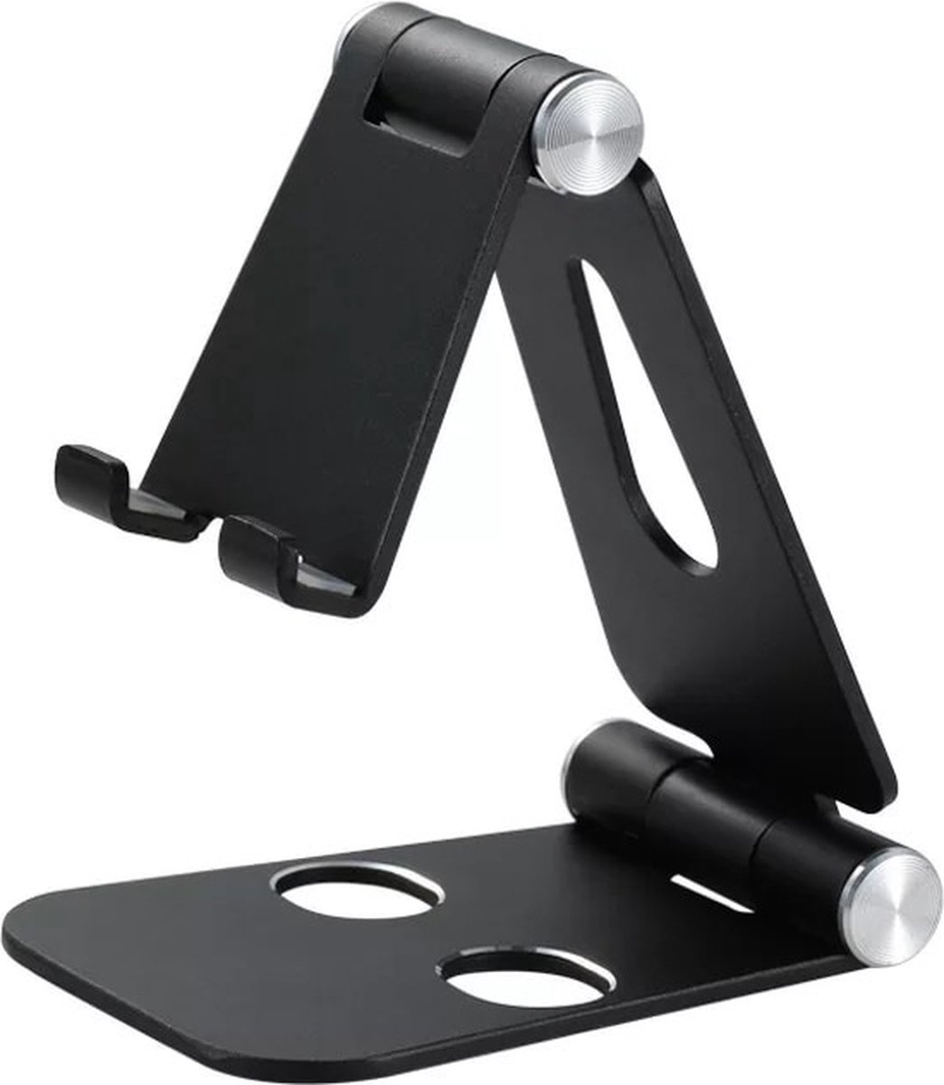 Telefoonhouder - aluminium - bureau - stevig - iPhone - Smartphone - Zwart