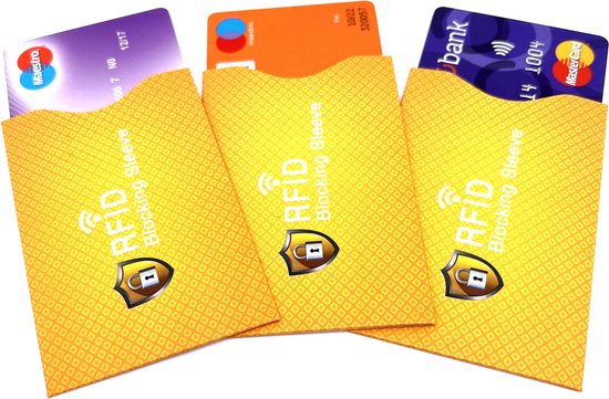 Housses de carte de crédit RFID pour carte de débit jaune (lot de 3) protecteurs de carte d'identité/bloqueur RFID/carte bancaire NFC et couvertures de protection RFID pour carte de crédit/porte-carte RFID.
