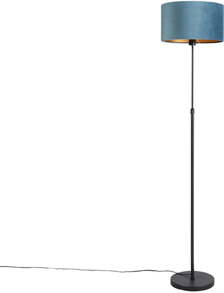 Bol.com QAZQA parte fl - Landelijke Vloerlamp | Staande Lamp met kap - 1 lichts - H 1675 mm - Zwart Goud - Woonkamer | Slaapkamer aanbieding