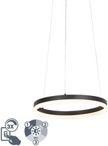 QAZQA anello - Lampe à suspension - 1 lumière - Ø 400 cm - Zwart