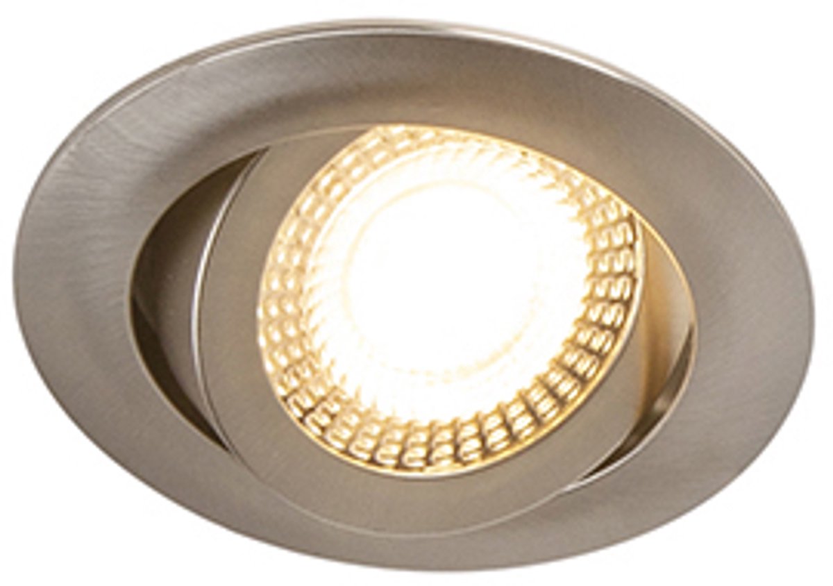 Qazqa led inbouwspot, inbouwlamp - Mio - grijs , incl. 5W geintegreerde led, 2700K, warmwit, dimbaar, 8.4cm, rond, 5-lichts, ideaal als hal, keuken en