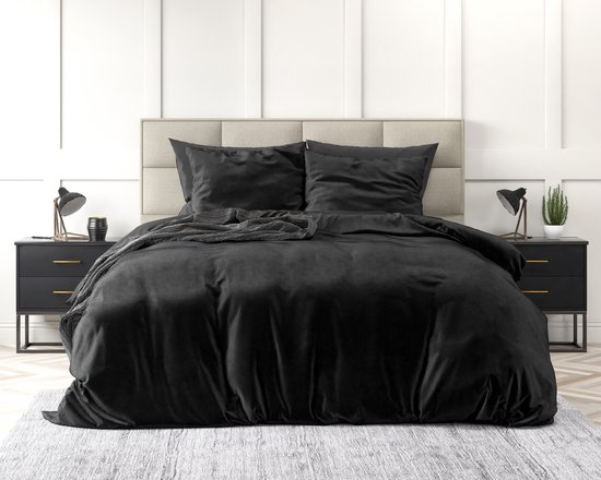 Sleeptime Velvet Touch - Dekbedovertrek - Eenpersoons - 140x200/220 + 1 kussensloop 60x70 - Zwart van Merkloos — afbeelding 3