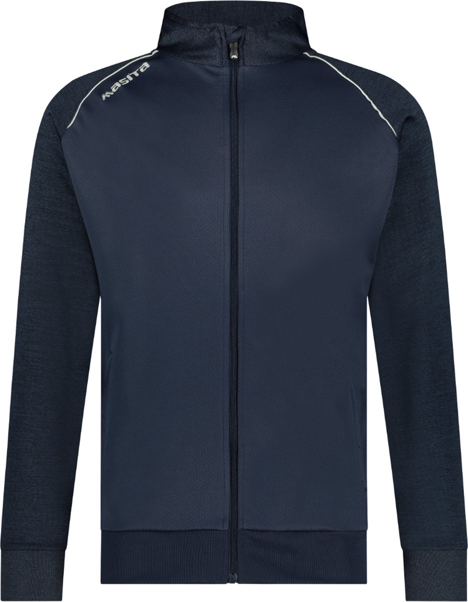 Masita | Trainingsjack Heren - Supreme trainingsvest - Comfortabel Sportvest - Zakken met Rits - Houdt warm - Voelt Licht aan - NAVY BLUE - 164