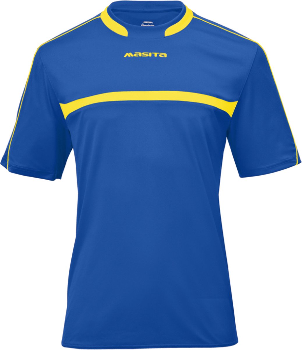 Masita | Sportshirt Dames & Heren Korte Mouw - Brasil - Sneldrogende Climatech - ROYAL BLUE/YELL - XXL