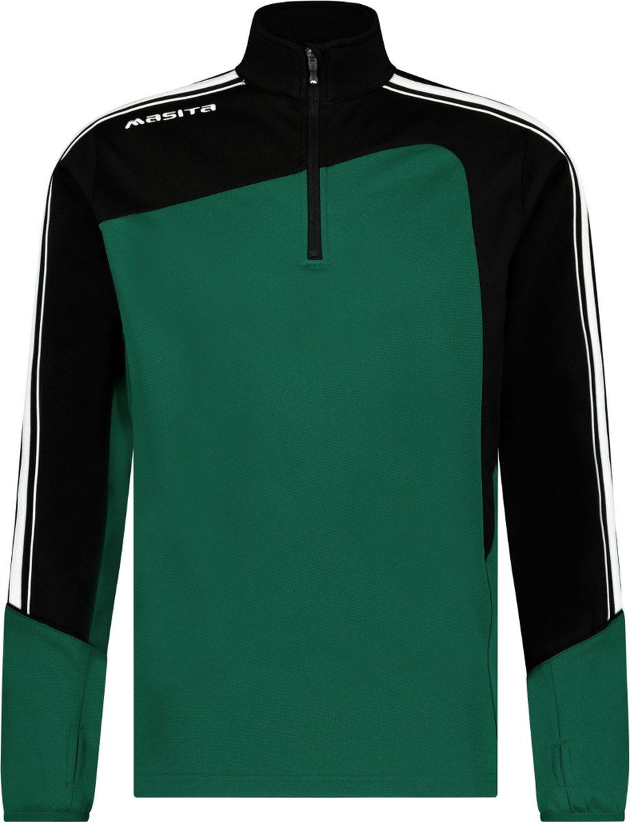 Masita | Zip-Sweater Forza - korte ritssluiting en duimgaten - GREEN/BLACK - XL