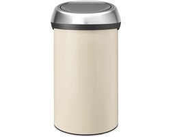Brabantia Touch Bin Prullenbak - 60 l - Soft Beige / Matt Steel deksel