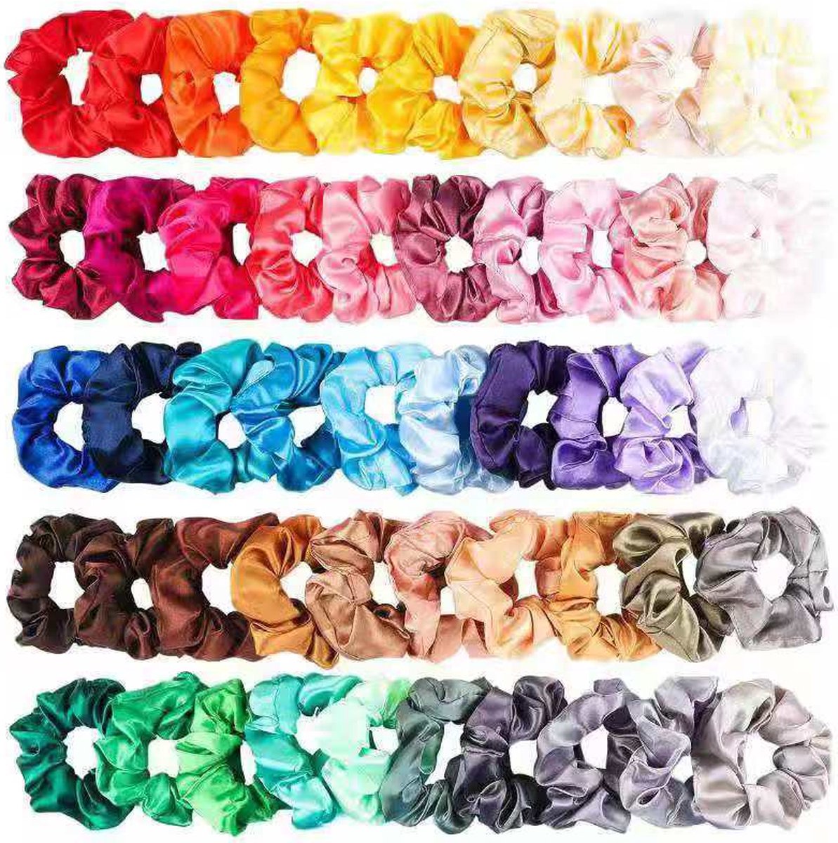 50x Scrunchies Soft - Haarelastiekjes In Alle Kleuren - Multicolor Scrunchies - Haaraccessoires - Haarwokkel Voordeelset