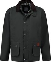 MGO Heren Wax Jacket Boris - Waterafstotende zomer outdoor jas - Olijfgroen - Maat XL