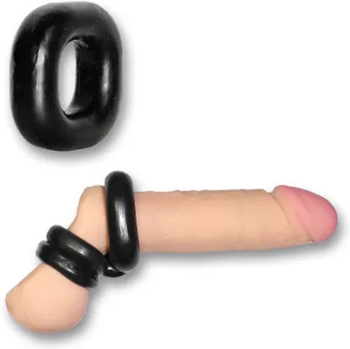 Goedkoopste Boner Kit – Cockring met Ballstretcher ringen – Zwart